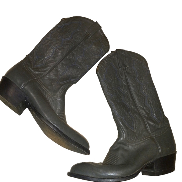 Tony Lama Vtg Wingtip leather Cowboy Boots Mens 8.5EE - Picture 1 of 16